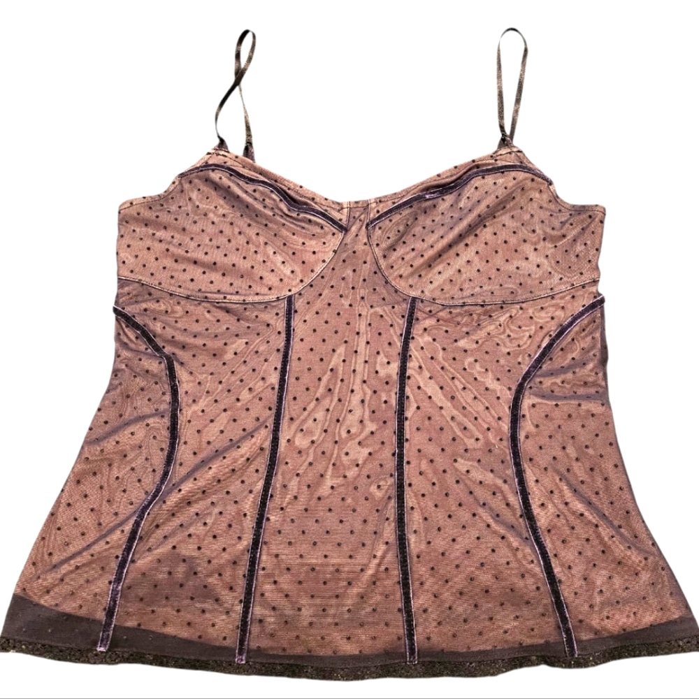 Express Vintage 2006 Sheer Pokadot Tank Top Size Med Like New